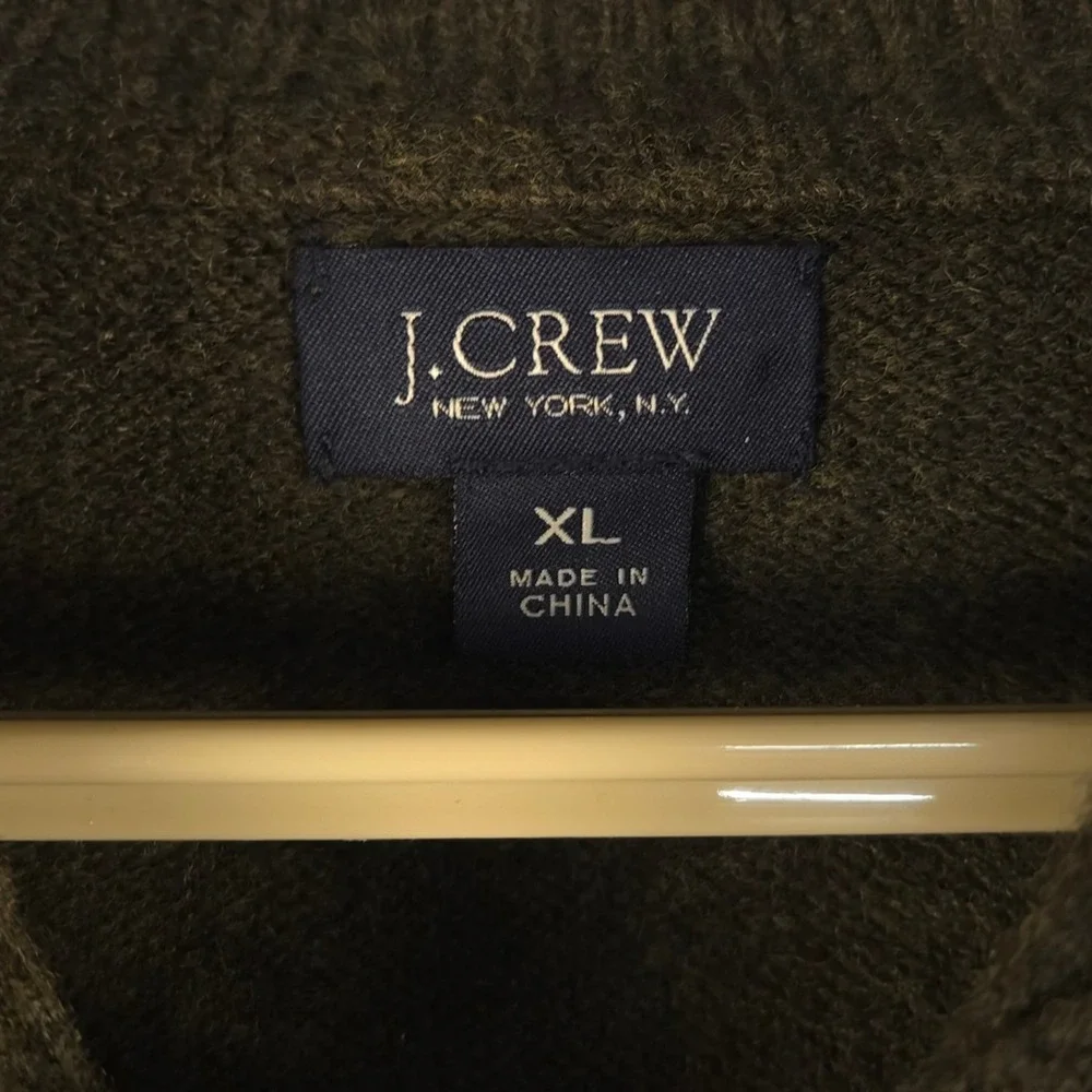 J. Crew Lambswool Sweater Shawl Collar Button Up Pullover Brown XL‎